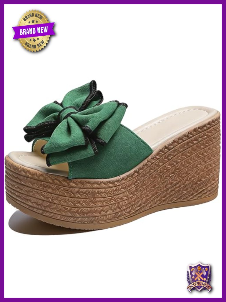 Platform Wedge Sandals Bow-Knot Slip-On Pu Non-Slip Summer